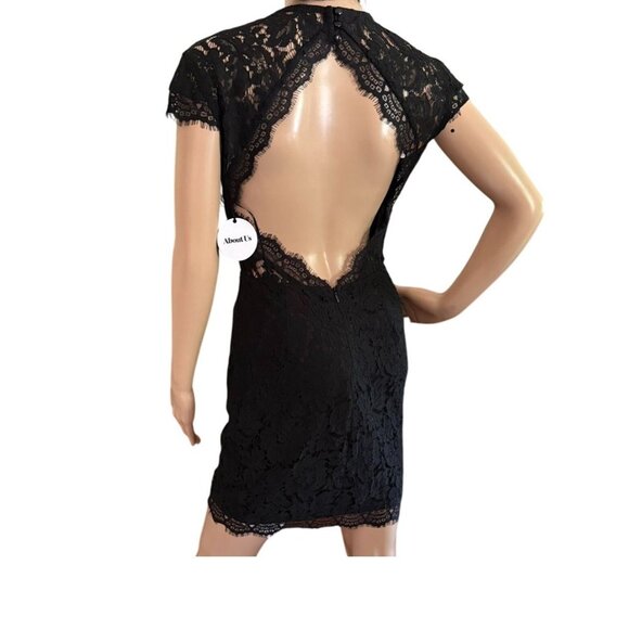 Black Lace Open Back Dress About Us Size S Womens Elegant Formal Partywear - Picture 2 of 9